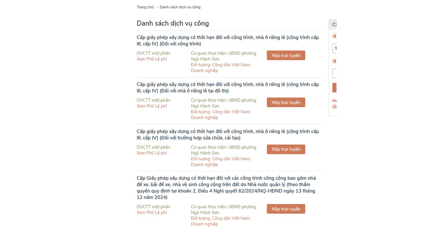 Nộp hồ sơ xin cấp phép xây dựng Đà Nẵng