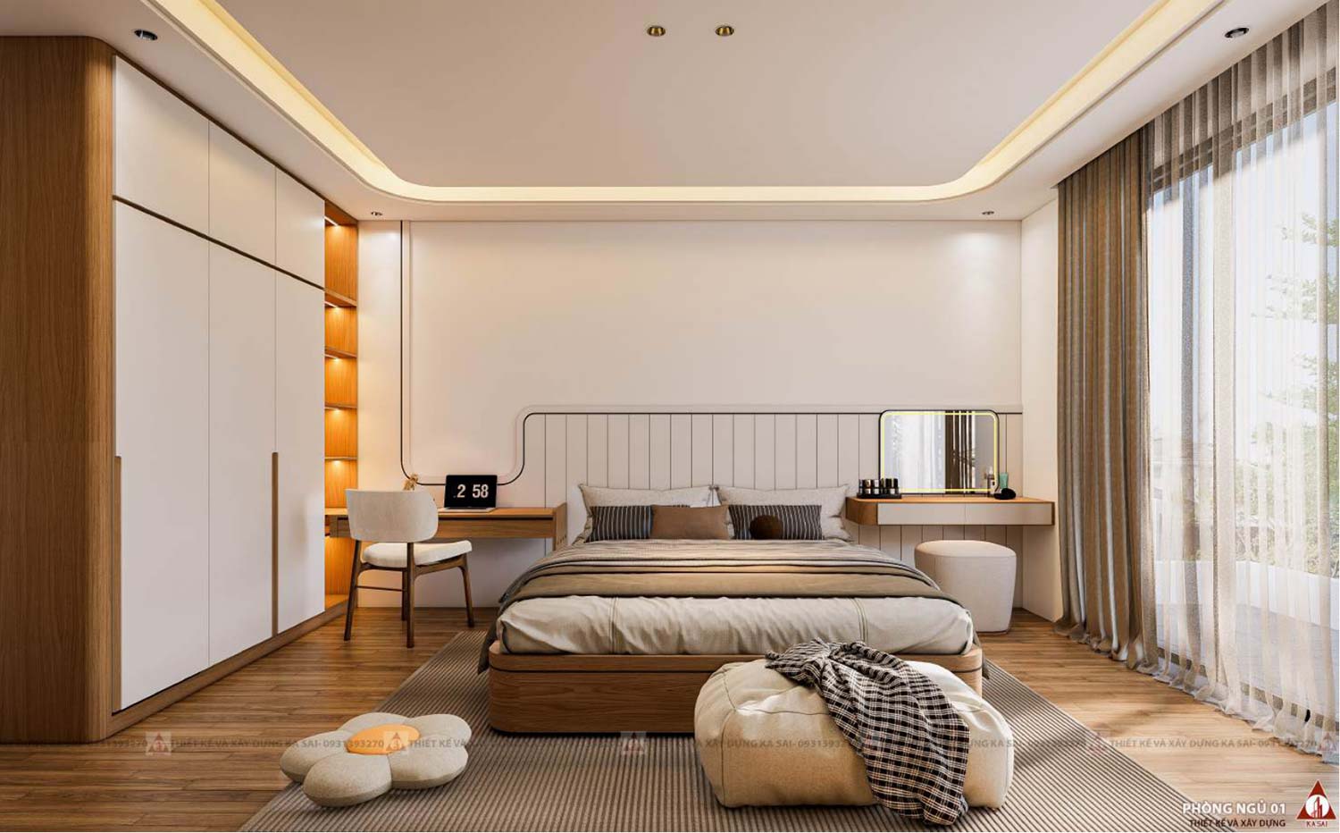 Phòng ngủ nhà 3 tầng đẹp Đà Nẵng đơn giản