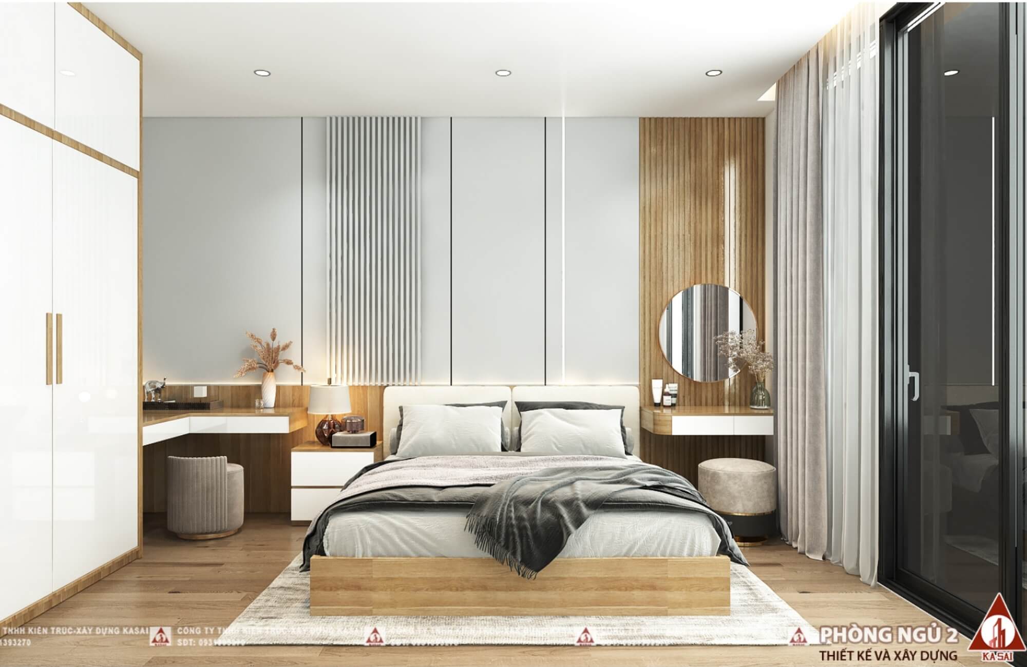 Phòng ngủ nhà 3 tầng Đà Nẵng đẹp tối giản