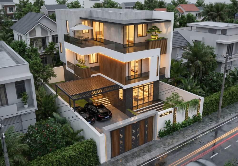Biệt thự mặt tiền 15m đẹp ấn tượng với khoảng mở đầy thư giãn