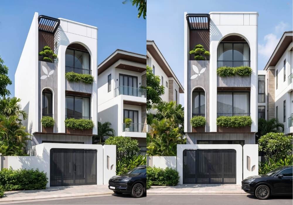 Mẫu nhà 3 tầng hiện đại giao thoa giữa mềm và mạnh