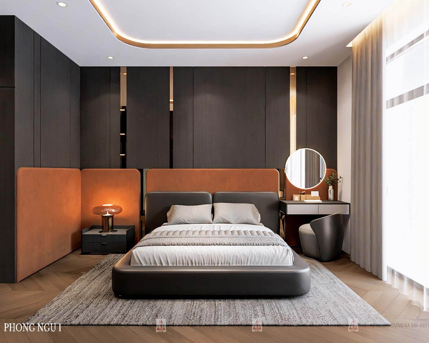 Phòng ngủ nhà lô góc 2 mặt tiền 4 tầng