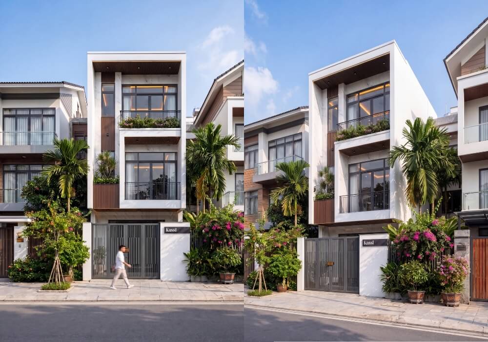 Thiết kế nhà 4.5 x 18 m 3 tầng hiện đại, vuông vức giữa phố