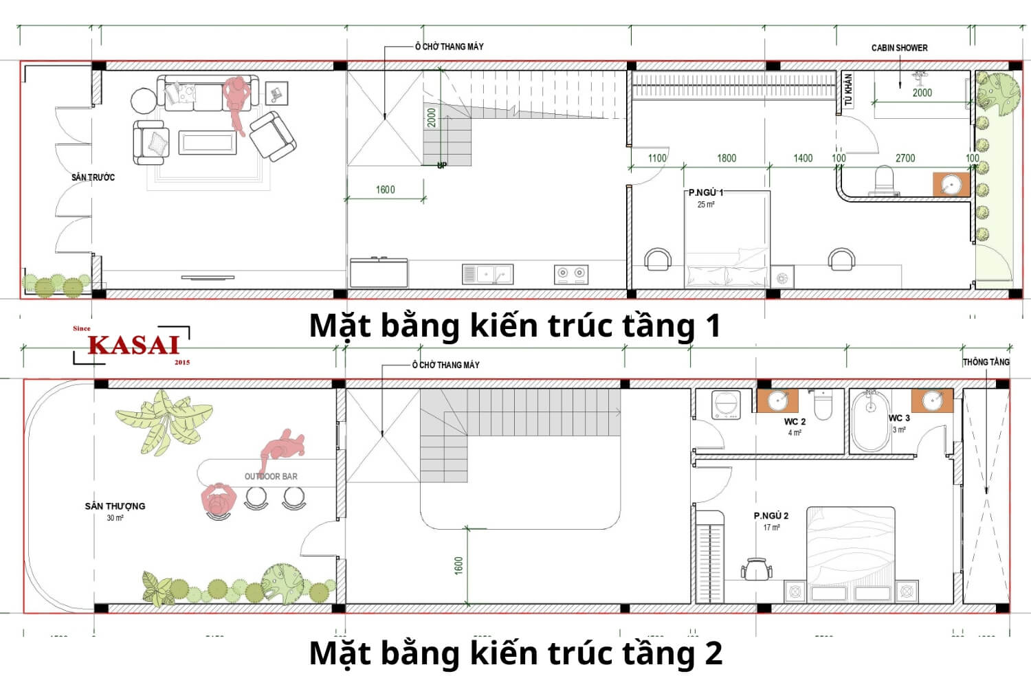 Bản vẽ mặt bằng nhà 2 tầng hiện đại