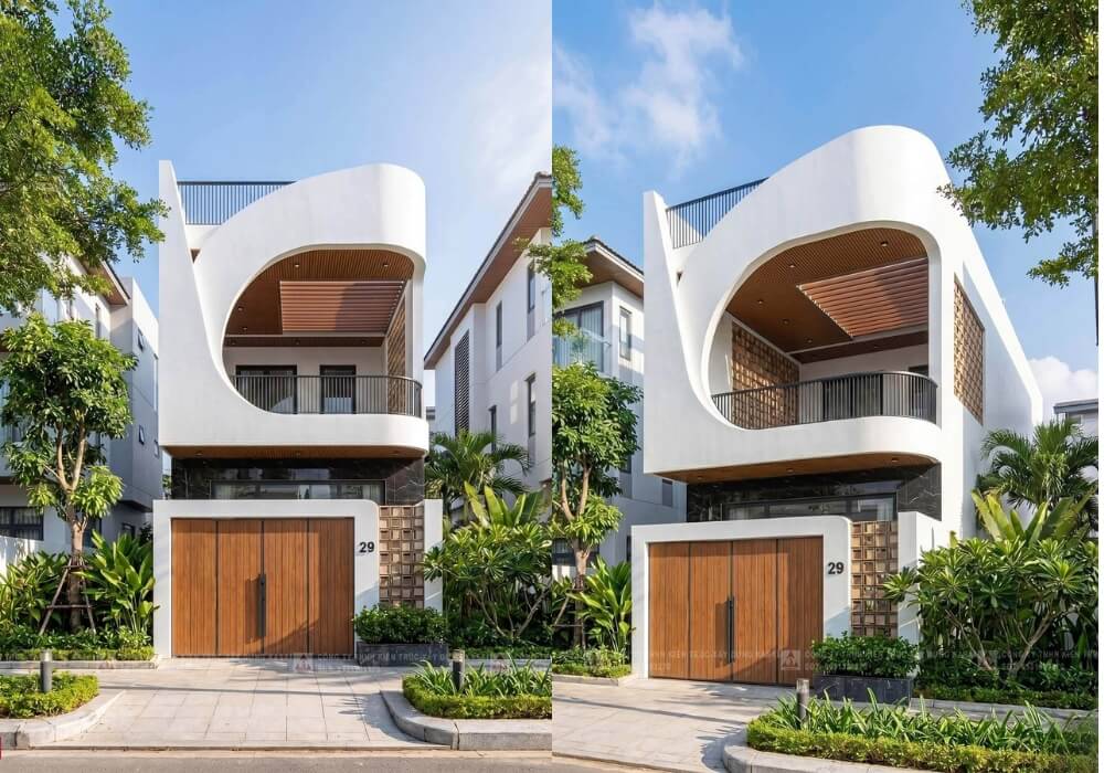 Nhà 2 tầng hiện đại với đường cong đầy cảm xúc