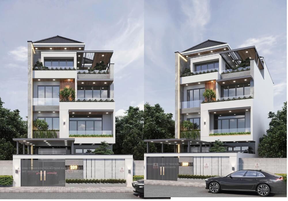 Nhà biệt thự 4 tầng đẳng cấp trong tường đường nét