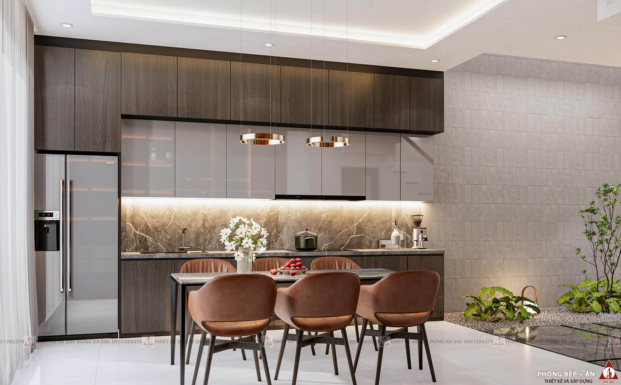Phòng bếp nhà 2 tầng hiện đại
