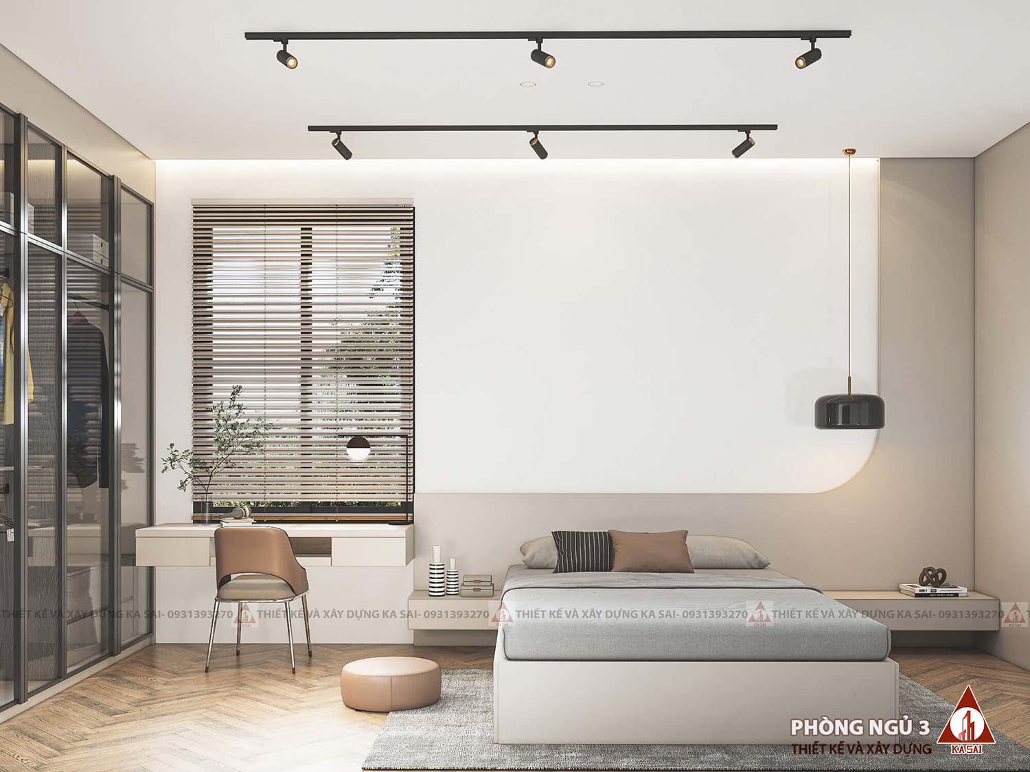 Phòng ngủ nhà tân cổ điển 6m mặt tiền